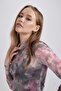 Coool Bodycon Half Turtleneck Long Sleeve Print Tulle Maxi Dress B2504Ax23Au - 6