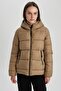 Water Repellent Regular Fit Hooded Zipper Closure Pocket Puffer Puffer Jacket A3163Ax23Wn - 3