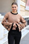 Round Crew Neck Long Sleeve Wide-Neck Floral Jacquard Pattern Color-Blocked Winter Knitwear Sweater