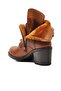 9812 Model Tan Genuine Leather Fur Women's Boots - 4