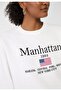 Unisex Oversize Sweatshirt Manhattan 1984 Printed White – Crew Neck, 3 Thread Ribs - 3