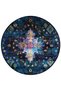 Navy Blue Tones Traditional Motif Patterned Round Woven Base Vintage Decorative Carpet 6201 - 3