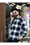 Lumberjack Shirt Black and White Striped Stand Collar Buttoned - 2