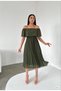 Women's Madonna Collar Pleated Knee Length Tulle Dress - 3