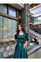 Emerald Green Satin Dream Dress - 3