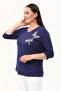 Plus Size New Season Casual Stretchy Comfort Model Butterfly Embroidery Pattern Half Sleeve Mother 4 Season Blouse - 5