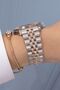 Black Dial Rose Steel Bracelet Women's Wristwatch Gift Bangle - 2