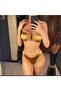 طقم بيكيني نسائي بدون حمالات مكون من قطعتين للشاطئ - 4