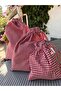 Red Gingham Ecological Cloth Pouch Cloth Bag Drawstring Cloth Bag Suitcase Organizer Pouch Set of 3 - 2