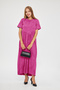 Women's Acid Washing Effect Cupra Short Sleeve Gathered Knitted Maxi Dress - 4