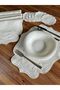 Curly Model Ecru Embroidered 12-Piece Set Placemat and Cocktail Presentation Napkin - 4