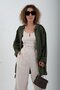 Khaki Hooded Casual Jacket with Printed Back
