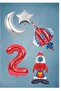 Space Themed Astronaut Number Star Foil Balloon Set - Age 2