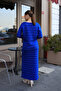 V-Neck Long Sleeve Short Cardigan V-Neck Thin Strap Ribbon Glitter Patterned Ankle-Length Dress Knitwear Two-Piece Set - 2