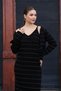 V-Neck Long Sleeve Short Cardigan V-Neck Thin Strap Ribbon Glitter Patterned Ankle-Length Dress Knitwear Two-Piece Set - 6