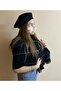 Black and White Striped Shawl Scarf and Painter Beret Set of 2 - Women's Day Gift - 4