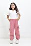 Parachute Cargo Pocket School Girl Pants with Stopper Rose