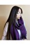 Winter Purple Color Double Sided Plain and Herringbone Patterned Tassel Scarf - Shawl - Women's Day Gift - 3
