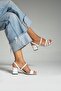White Front Strappy Thick Heeled Shoes - 2