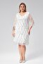 Plus Size V-Neck Fringe Sequin Embroidered Evening Dress-White