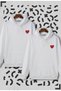 Heart Printed Lover Couple Combination White Hooded Sweatshirt Set of 2