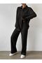 Black Crinkle Shirt, Trousers and Bustier - 3 Piece Set - 4