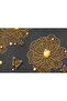 Hari̇kabi̇rev | Anthracite-Gold Color Abstract Leaf Flower Combination | Framed Glass Table 3 Pieces Vertical - 3