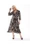 Women's Plus Size Long-Sleeved Double-Breasted Collared Skirt with Ruffles, Combed Cotton Viscose Dress - 6