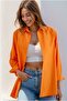 Women's Orange Oversize Long Sleeve Basic Shirt - 2