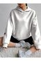 Women's White Sleeves Brooklyn New York Printed Oversize Hooded Sweatshirt Hoodie - 3