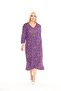 Women's Plus Size Long-Sleeved Double-Breasted Collared Skirt with Ruffles, Combed Cotton Viscose Dress