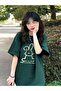 Women's Nephti Green Printed Rabbit Printed Oversize T-shirt