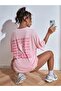 Women's Pink Wish Happy Everyday Printed Oversize T-shirt - 6