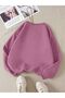 Women's 3 Thread Lilac Purple Plain Crew Neck Sweatshirt - 2