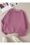 Women's 3 Thread Lilac Purple Plain Crew Neck Sweatshirt
