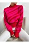 Pink Turtleneck Graphic Patterned Knit Sweater