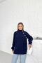 Women's Navy Blue High Collar Raglan Sleeve Button Detail Sweater - 3