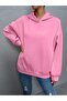Women's 3 Thread Pink Reverse Plain Nothing Printed Oversize Sweatshirt - 2