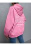 Women's 3 Thread Pink Reverse Plain Nothing Printed Oversize Sweatshirt - 4