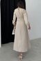 Women's Beige Waist Self Belted Dress - 5