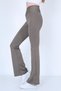 Women's Mink Spanish Flare High Waist Cross Belt Leggings Trousers - 2
