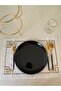 Set of 6 Placemats Geometric Embroidered Gold Glitter