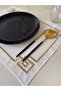 Set of 6 Placemats Geometric Embroidered Gold Glitter - 5