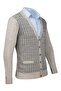 Men's V-Neck Knitwear Stone Cardigan Buttoned Pocket Detail Patterned Steel Knit Classic Fit - 5002m - 2