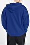 Men's Cobalt Blue Hooded Zipper 3 Three Yarn Fleece Kangaroo Oversize Sweatshirt Zip up Hoodie - 3