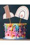 1 Year Old Birthday Ornament Bohemian Rainbow Themed Set of 3 One Banner Cake Decoration Cupcake Decoration - 2