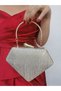 Women's Laser Gold Gold Evening Dress Clutch Portfolio Evening Bag - 2