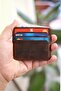 Hara 6 in 1 Real Leather Unisex Card Holder - Keychain Set with Money Compartment - Dark Brown