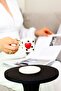 2-Piece Turkish Coffee Cup Set with Dots and Striped Hearts / Ceramic 2-Piece Cup Set - 5