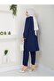 Large Size Double Hijab Set with Pearl Beaded Collar and Cuffs - 2